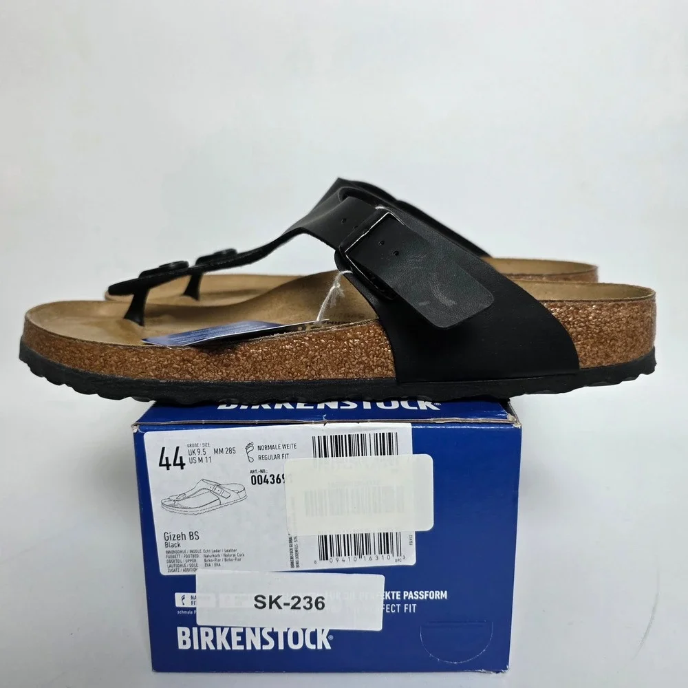 Birkenstock‎ Gizeh BS Black Birko-Flor Thong Sandals Mens 11 EU 44 New In Box